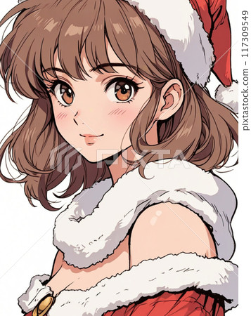 Retro cute girl in Santa Claus costume 117309549