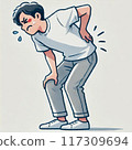 Illustration of a man with a back injury 117309694