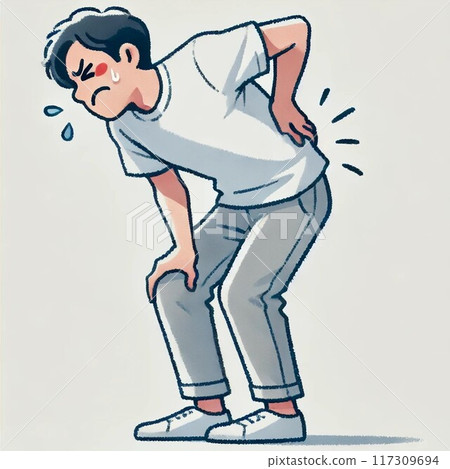 Illustration of a man with a back injury Illustration of a man with a back injury 117309694