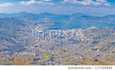 [Overlooking Kure city from Haigamine Observatory] (High resolution version) Tochihara-cho, Kure city, Hiroshima prefecture 117309889