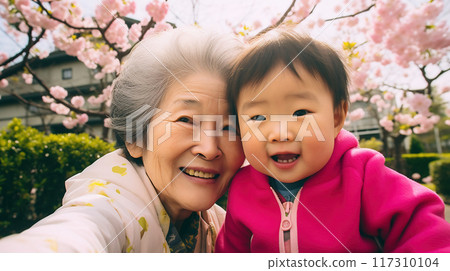 奶奶和孩子相處融洽，拍一張紀念照 11 生成AI 117310104