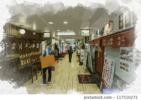 Watercolor style Umeda Hankyu Kappa Yokocho Osaka City, Osaka Prefecture Watercolor style Umeda Hankyu Kappa Yokocho Osaka City, Osaka Prefecture 117310272
