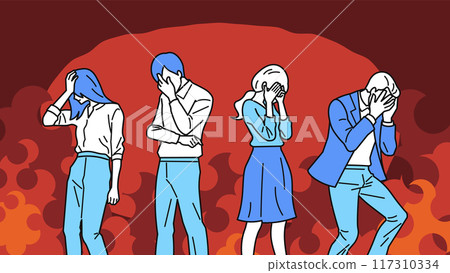 Shocked business person _ on fire 117310334