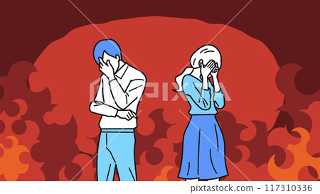 Shocked business person _ on fire Shocked business person _ on fire 117310336