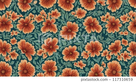 中世紀花卉背景 中世紀花卉背景 117310659