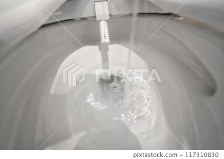 Test run of the Washlet flush toilet 117310830