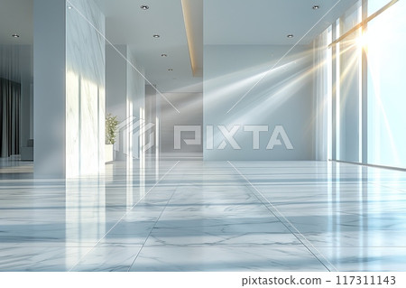 Empty room and wooden floor. Empty room for advertising. Generative AI 117311143