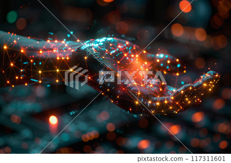 Abstract Bit coin crypto currency technology background. Generative AI 117311601