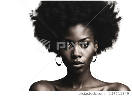 Black female model looking straight ahead Black female model looking straight ahead 117311849