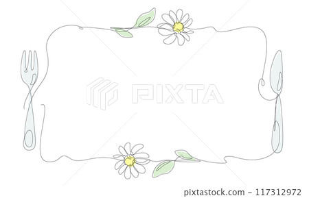Single-stroke flower, fork and knife frame Single-stroke flower, fork and knife frame 117312972