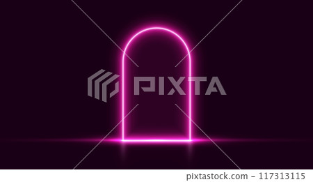 Neon door, pink glowing portal, futuristic arch, magic gate background. 117313115