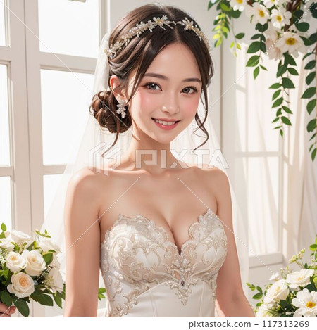 Young woman in a wedding dress 117313269