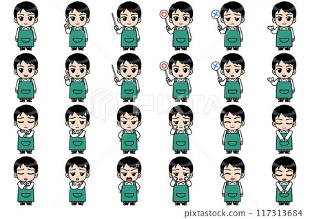 Male store clerk (apron) character set 117313684