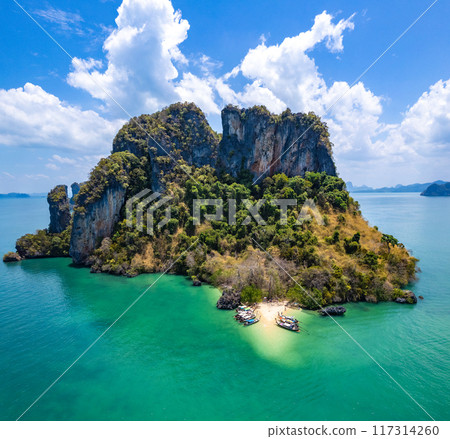Aerial view of Koh Pakbia or Phak Bia island in Krabi, Thailand Aerial view of Koh Pakbia or Phak Bia island in Krabi, Thailand 117314260