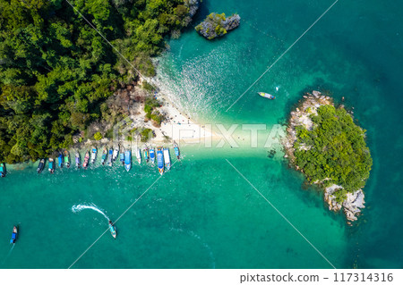 Aerial view of Koh Pakbia or Phak Bia island in Krabi, Thailand Aerial view of Koh Pakbia or Phak Bia island in Krabi, Thailand 117314316