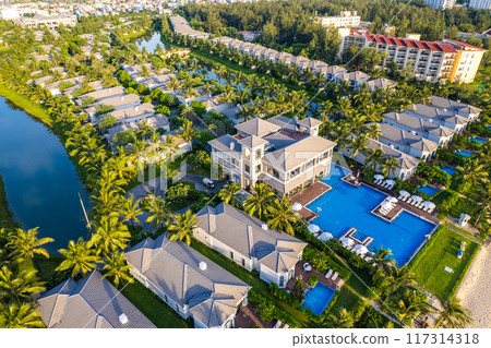 Aerial view of Non Nuoc Beach in Da Nang, Vietnam Aerial view of Non Nuoc Beach in Da Nang, Vietnam 117314318