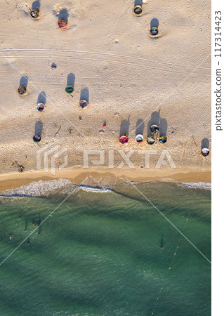 Aerial view of Non Nuoc Beach in Da Nang, Vietnam 117314423