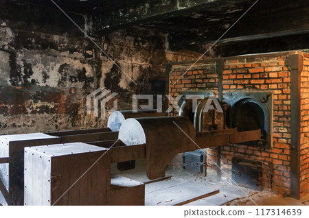 Auschwitz concentration camp where the dead were cremated Auschwitz concentration camp where the dead were cremated 117314639