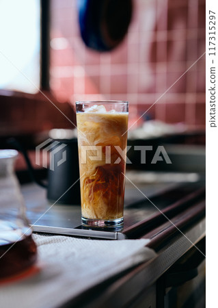 iced coffee with milk iced coffee with milk 117315297