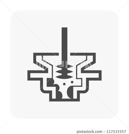 Clogged problem and cleaning out vector icon. 117315357