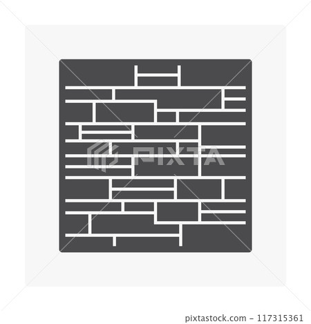 Stone or rock brick block wall vector icon design, material for architecture. Stone or rock brick block wall vector icon design, material for architecture. 117315361