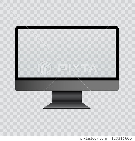 A glossy white monitor on a transparent background with reflections. Vector 117315600