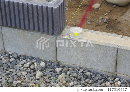 Boundary posts indicating the boundaries of residential land 117316217