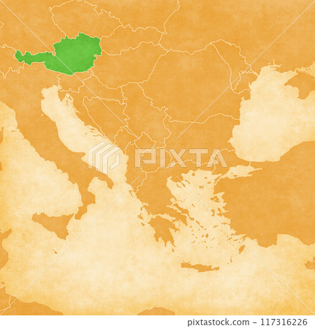 Ocher map of Balkans - Austria Ocher map of Balkans - Austria 117316226