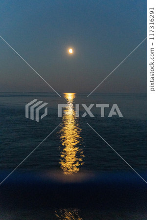 Moonlight dances on tranquil water during a peaceful evening 117316291