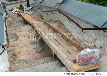 Wooden ramp construction for improved access at a heritage location Wooden ramp construction for improved access at a heritage location 117316333