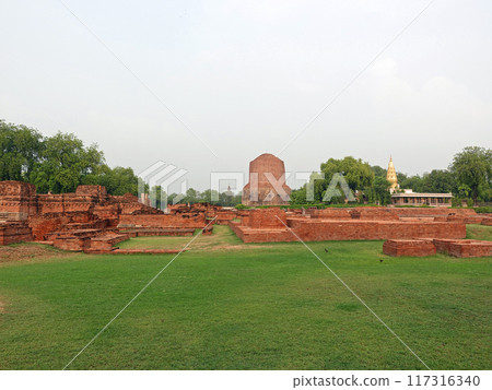 Sarnath, a Buddhist holy site on the outskirts of Varanasi, India, is where Buddha gave his first sermon and where the Dhammekh Stupa stands. Sarnath, a Buddhist holy site on the outskirts of Varanasi, India, is where Buddha gave his first sermon and where the Dhammekh Stupa stands. 117316340