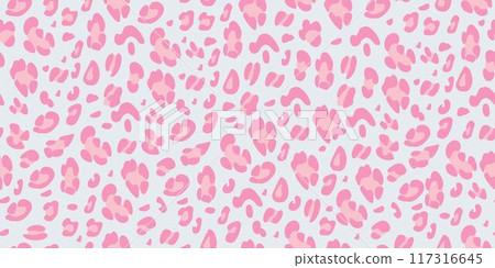 Leopard seamless pattern. Animalistic print for fabric, paper. Vector hand-drawn background 117316645