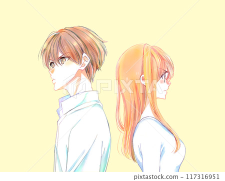 Angry man and woman back to back Angry man and woman back to back 117316951