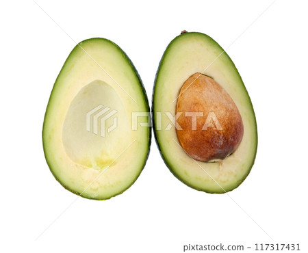 Fresh organic avocado isolated on the white. Tropical exotic food. Fresh organic avocado isolated on the white. Tropical exotic food. 117317431