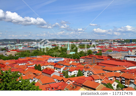 Gothenburg, Sweden's second largest city in Northern Europe - city view from Rissosberget hill in the Haga district Gothenburg, Sweden's second largest city in Northern Europe - city view from Rissosberget hill in the Haga district 117317476