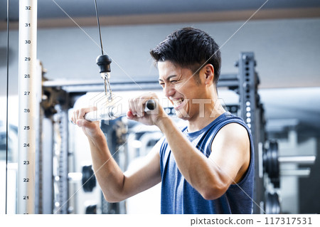 Sports gym, training gym, men, muscle training, exercise 117317531
