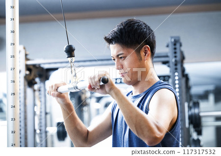 Sports gym, training gym, men, muscle training, exercise Sports gym, training gym, men, muscle training, exercise 117317532