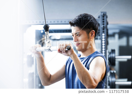 Sports gym, training gym, men, muscle training, exercise 117317538