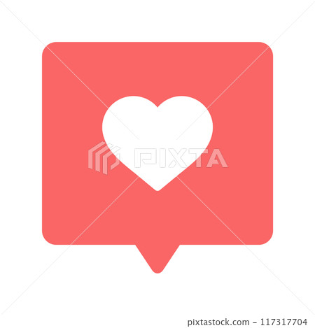 語音氣泡圖示上的心型表情符號-簡單可愛LIKE，按讚圖片素材 117317704