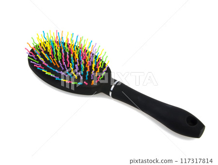 beautiful hair brush isolated on the white 117317814