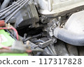 Close-up of Car Engine Components and Hoses. 117317828