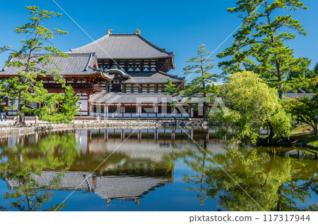 Todaiji大佛寺和鏡子池塘 117317944