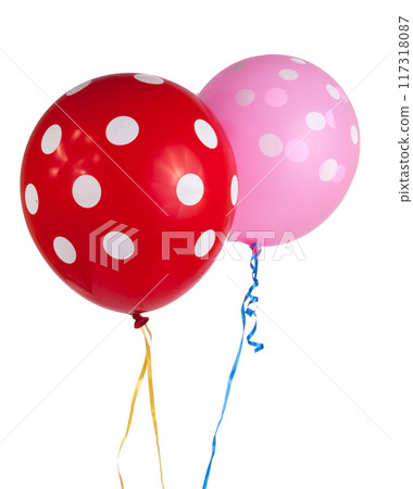 balloons with white dots isolated on the white 117318087
