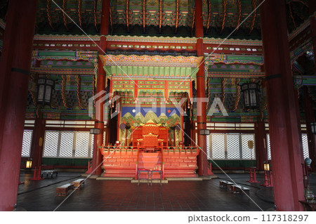 Inside Geunjeongjeon Hall at Gyeongbokgung Palace Inside Geunjeongjeon Hall at Gyeongbokgung Palace 117318297