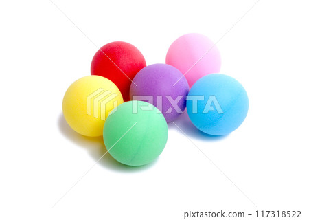 colorful plastic ball isolated on the white 117318522