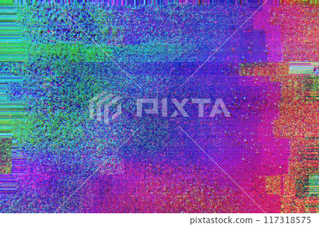 Colorful Digital Glitch Art Green, Blue, Purple Gradient - Abstract Modern Art 117318575