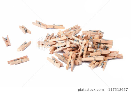 wooden clothespin on the white background wooden clothespin on the white background 117318657