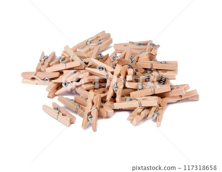 wooden clothespin on the white background wooden clothespin on the white background 117318658