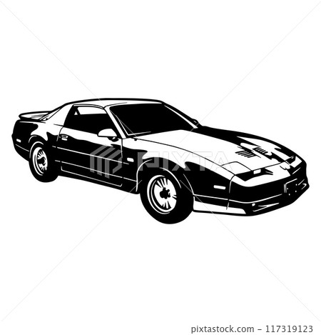 Pontiac Firebird Trans AM GTA 1990 Muscle car - US Car - Classic Car, Stencil, Silhouette, Vector Clip Art for tshirt and emblem 117319123