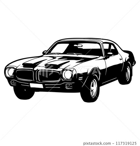 Pontiac Firebird 2nd Generation, Muscle car - US Car - Classic Car, Stencil, Silhouette, Vector Clip Art for tshirt and emblem 117319125